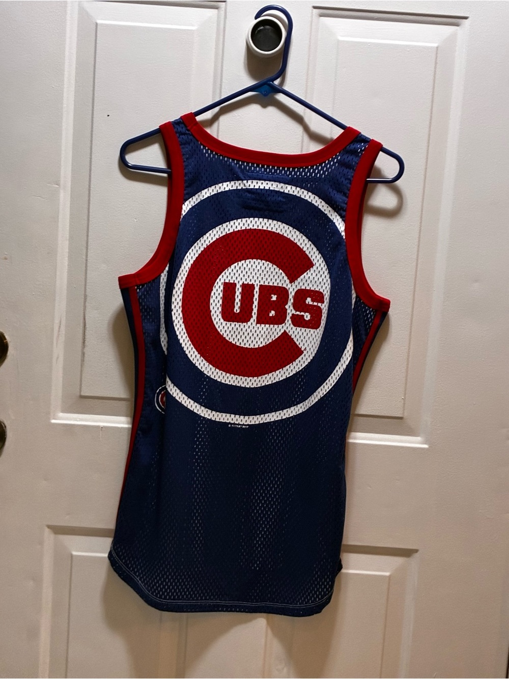 Women's Navy and Red Mesh Jersey Tank Top - Cubs Logo